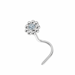 Piercing Nostril Prata 925 Flor Com Zircônia