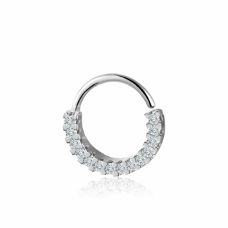 Piercing Argola Prata 925 Zirconia Cravejada Frontal