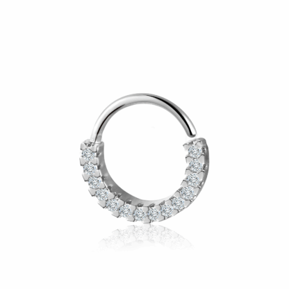 Piercing Argola Prata 925 Zirconia Cravejada Frontal