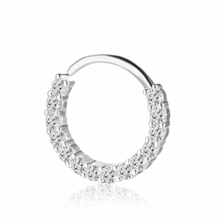 Piercing Argola Torção Prata 925 Zirconia Cravejada Frontal
