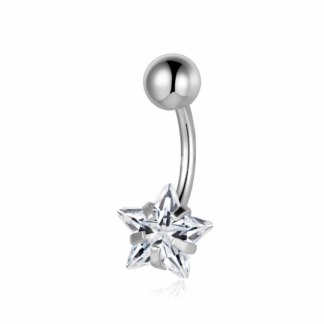 Piercing Banana Prata 925 1 Pedra Zircônia Estrela