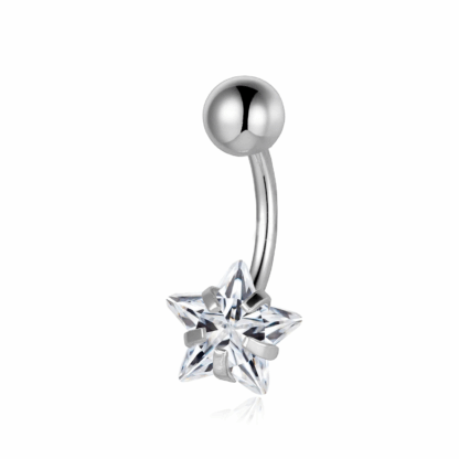Piercing Banana Prata 925 1 Pedra Zircônia Estrela