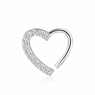 Piercing Coração Torção Prata 925 Zirconia Cravejada