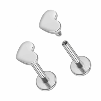 Piercing Labret Prata 925 Coração Liso