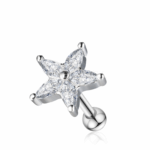 Piercing Minibarbell Prata 925 Flor Zircônia Cravejada