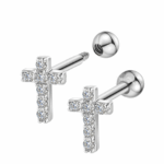 Piercing Minibarbell Prata 925 Cruz Zircônia