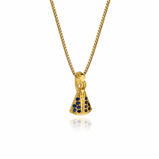 Colar Folheado Platina Nossa Senhora Zircônia Cravejada