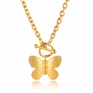 Colar Folheado A Ouro 18K Pingente Borboleta