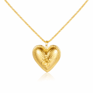 Colar Folheado A Ouro 18K Pingente Coração/Cobra